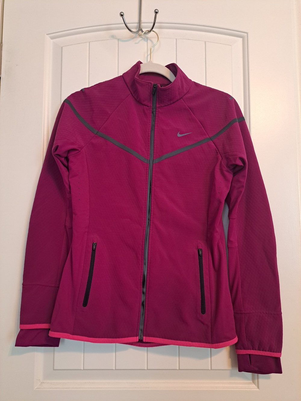 Nike Running Full Zip Track Jacket Magenta Pink Chevron Size Small